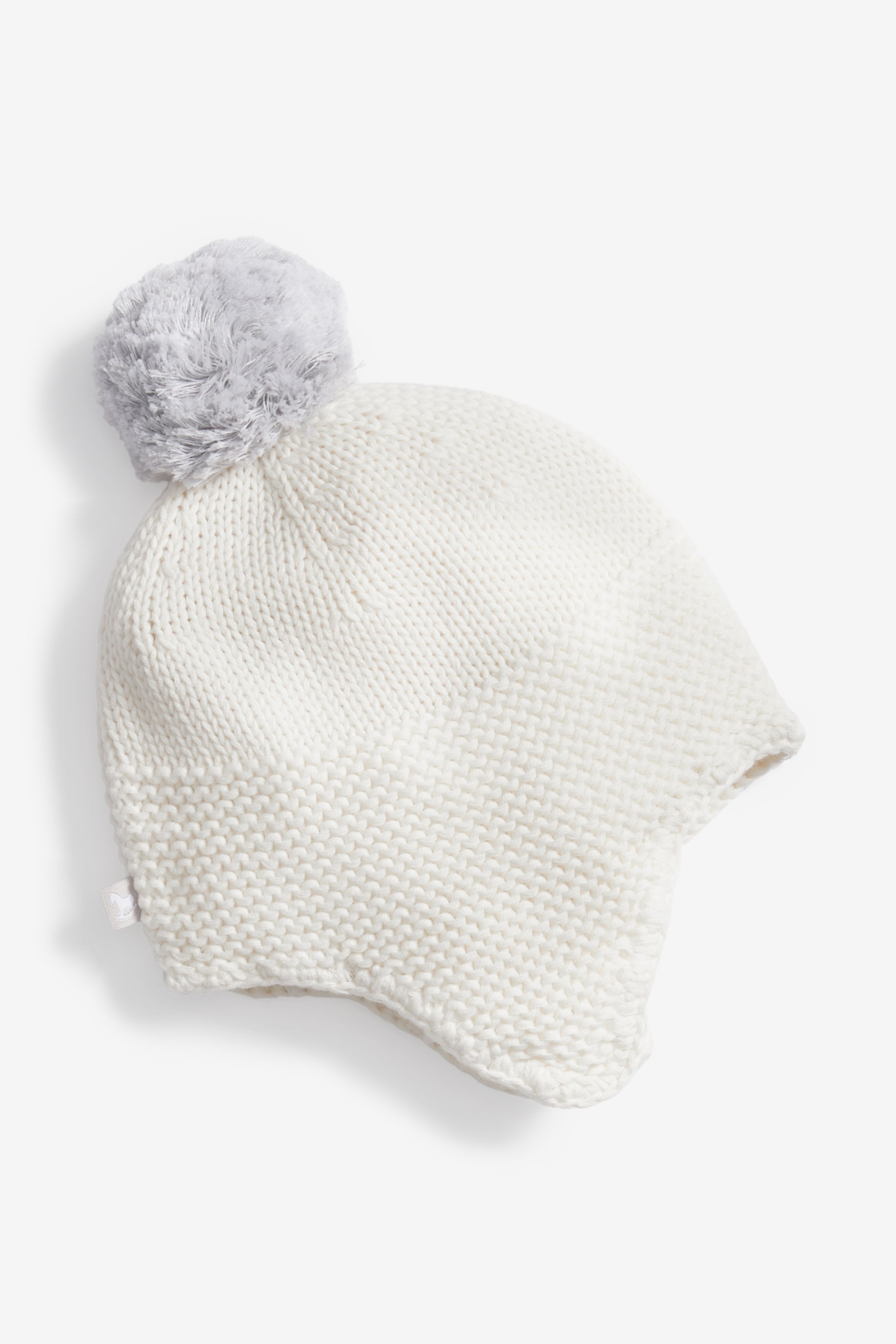 Cream - Double Pom Baby Trapper Hat (0mths-2yrs)