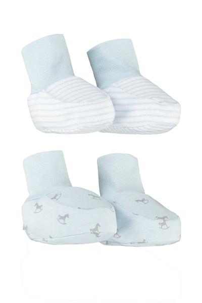2 Pack Soft Jersey Baby Booties - blue