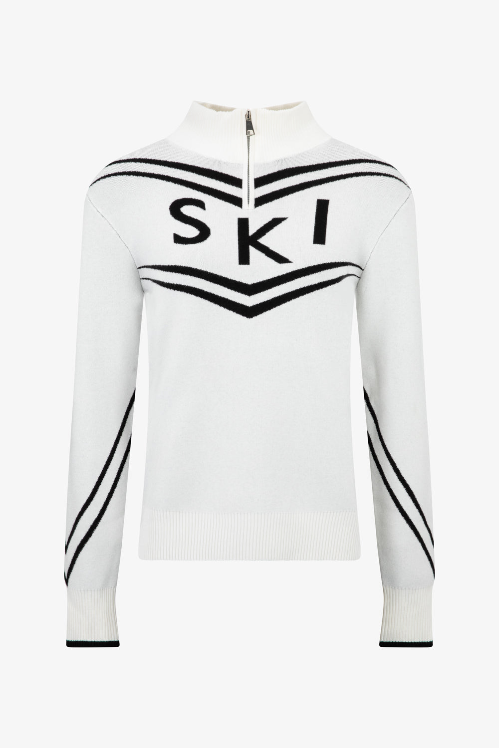 Cream/ Black Ladies Zip Panel Ski Jumper