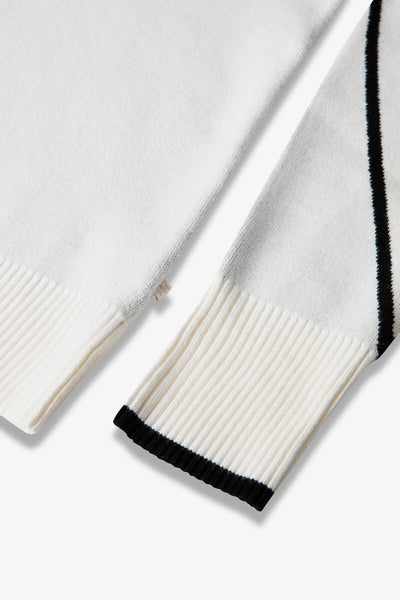 Cream/ Black Ladies Zip Panel Ski Jumper