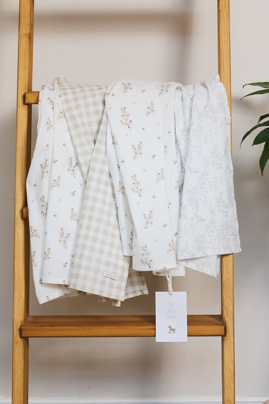 4pk Muslin Squares - Neutral Floral