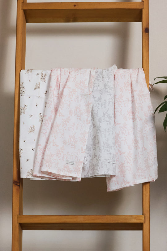 4pk Muslin Squares - Pink Woodland
