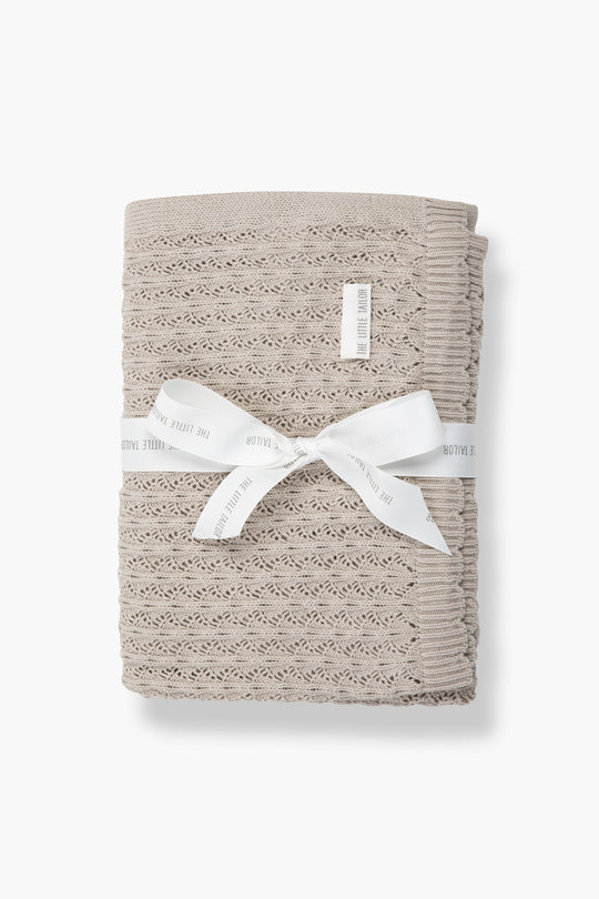 Scallop Pointelle Blanket-Fawn