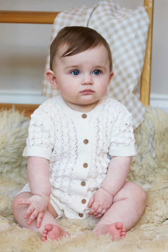 100% Cotton Scallop Design Pointelle Baby Romper Calico