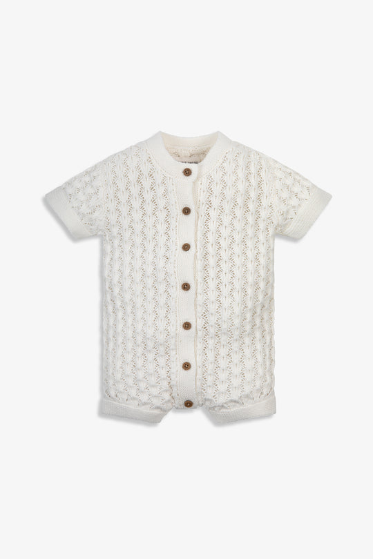 100% Cotton Scallop Design Pointelle Baby Romper Calico