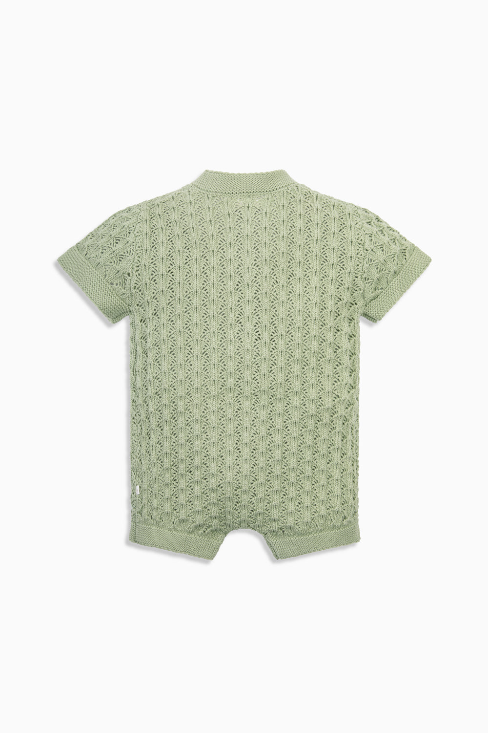 100% Cotton Scallop Design Pointelle Baby Romper Sage