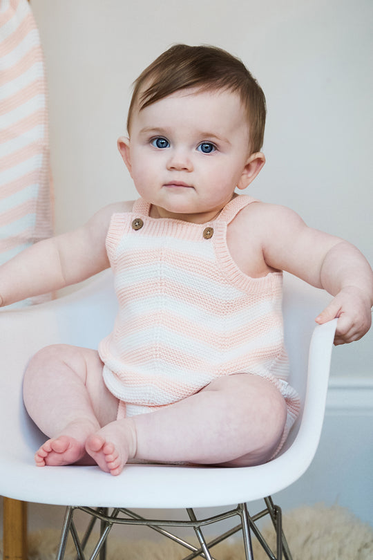 Baby Chevron Design Knitted  Cotton Romper