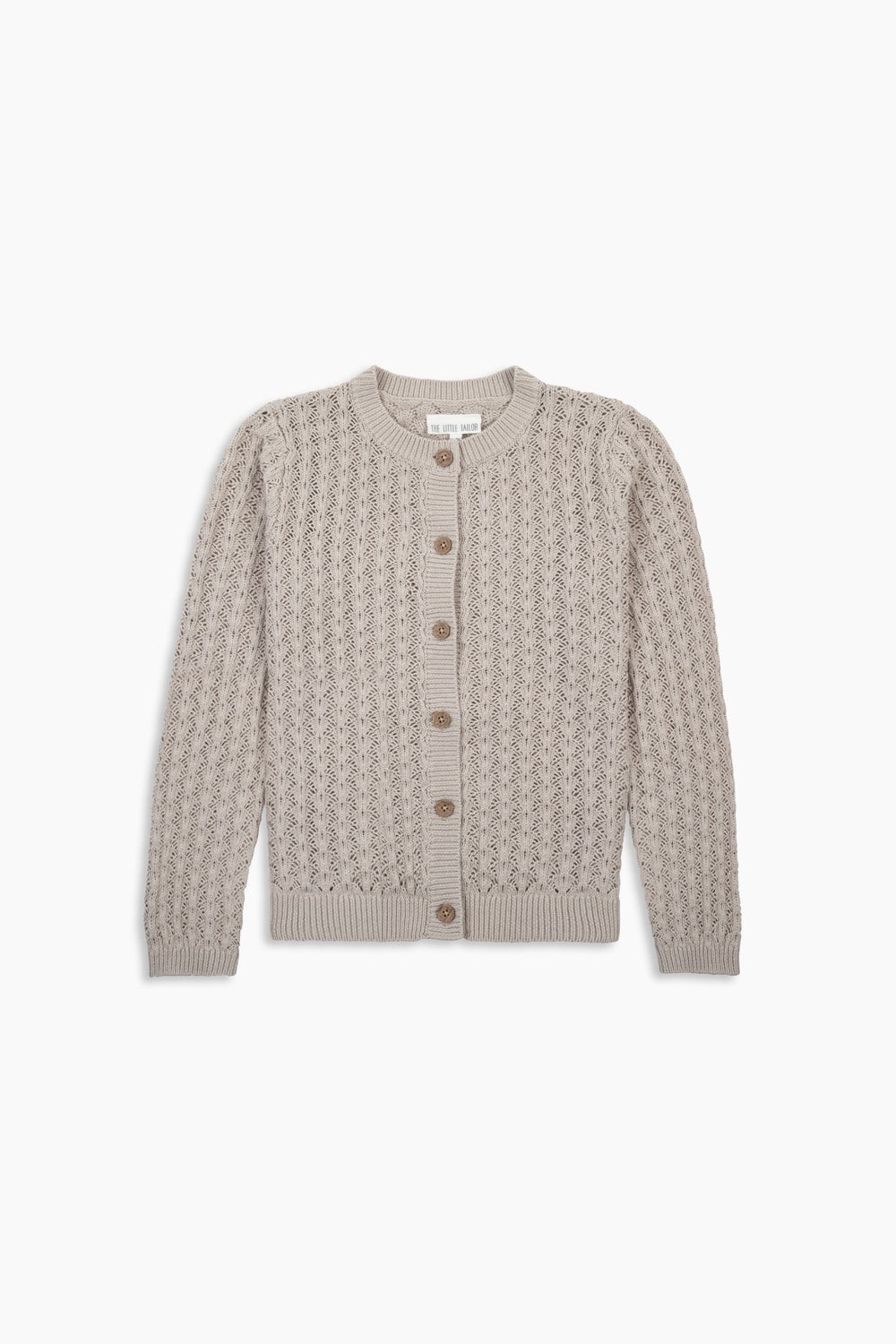 100% Cotton Scallop Design Pointelle Kid's Cardigan Fawn