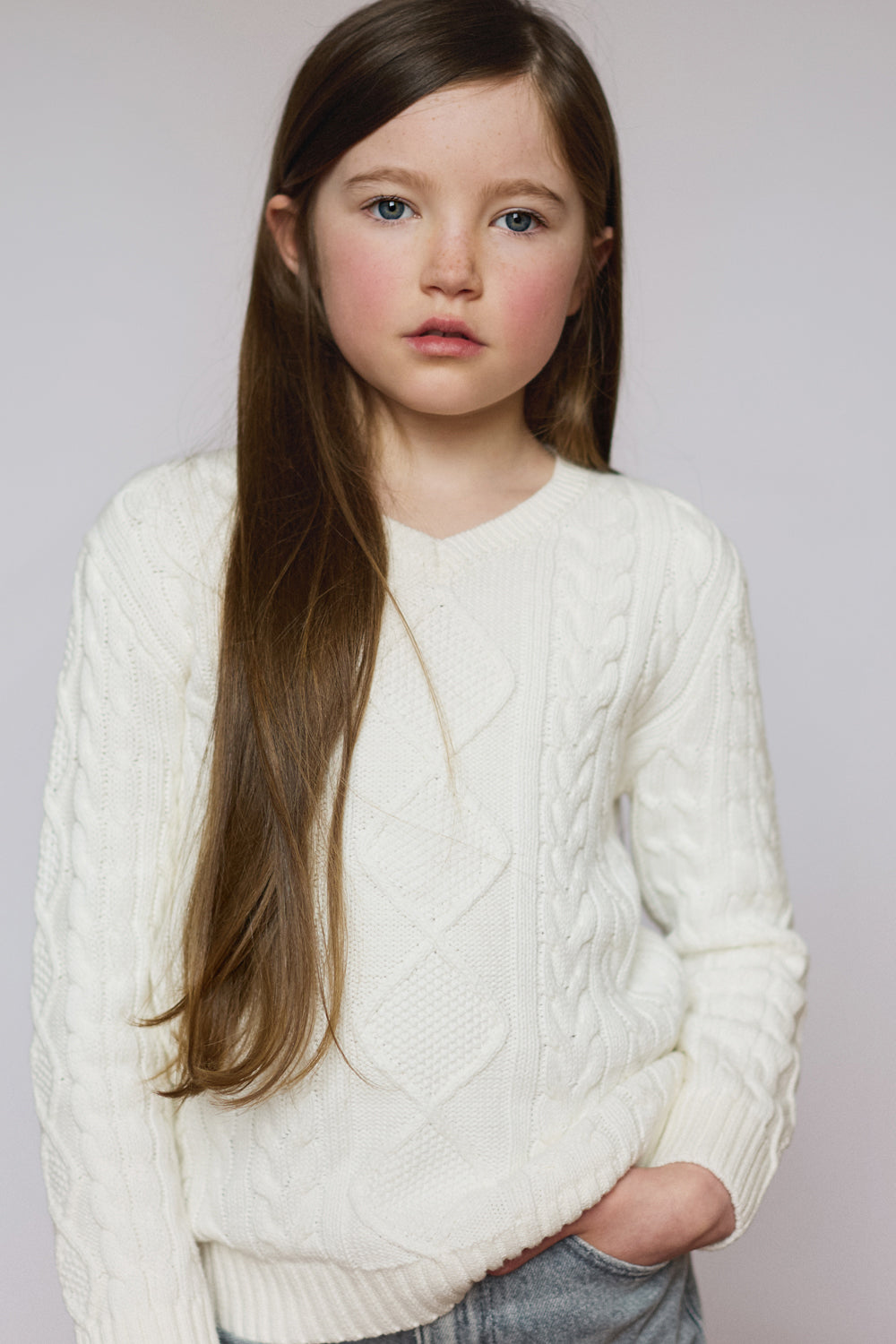 Fisherman Cable Knit Cotton Kids Jumper