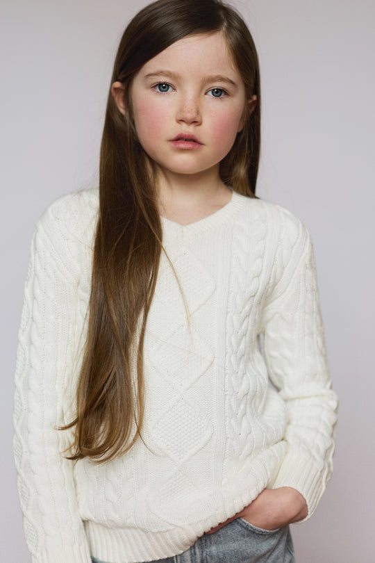 Fisherman Cable Knit Cotton Kids Jumper