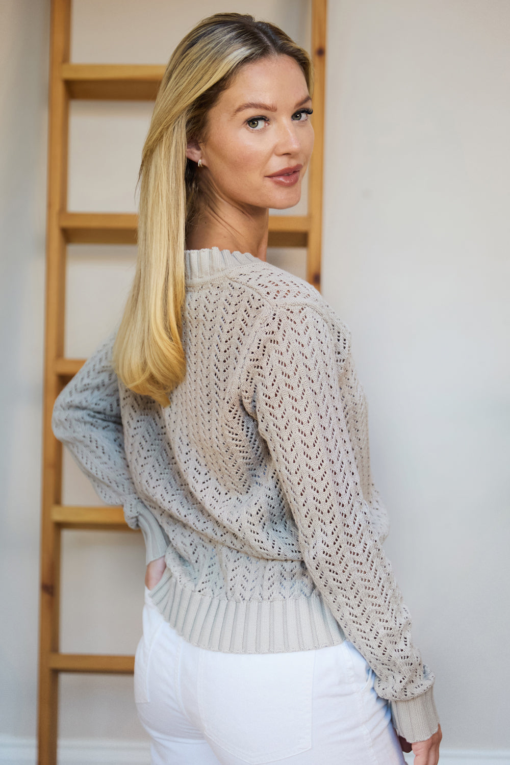100% Cotton Ladies Pointelle Jumper