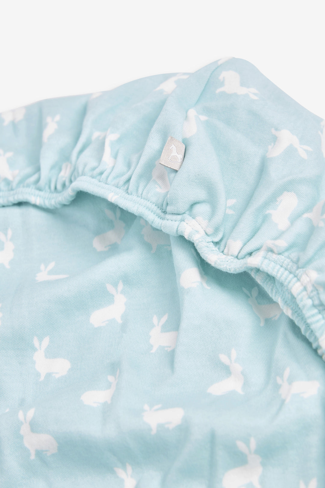 2pk Fitted Jersey Cot Sheet, blue woodland and Sky blue hare print