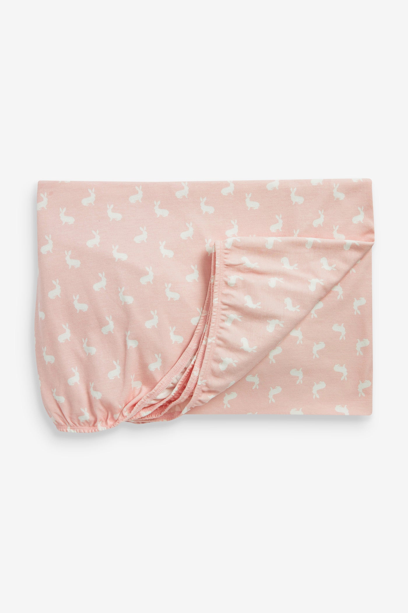 2pk Fitted Jersey Cot Sheet, rose pink woodland and rose pink hare print
