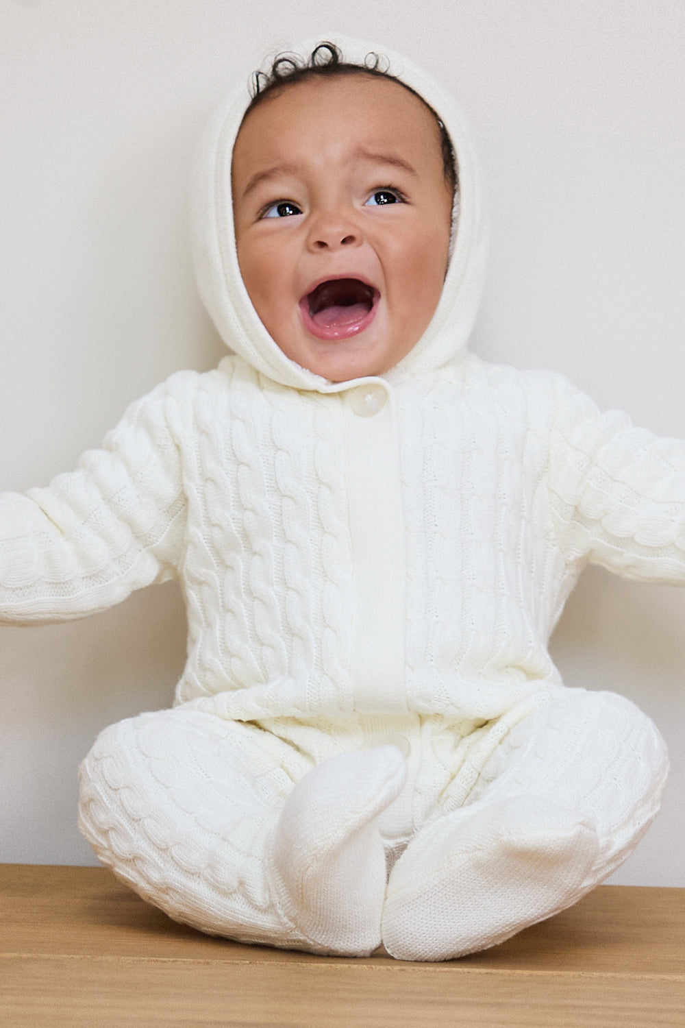 Cream Lined Knitted Pramsuit