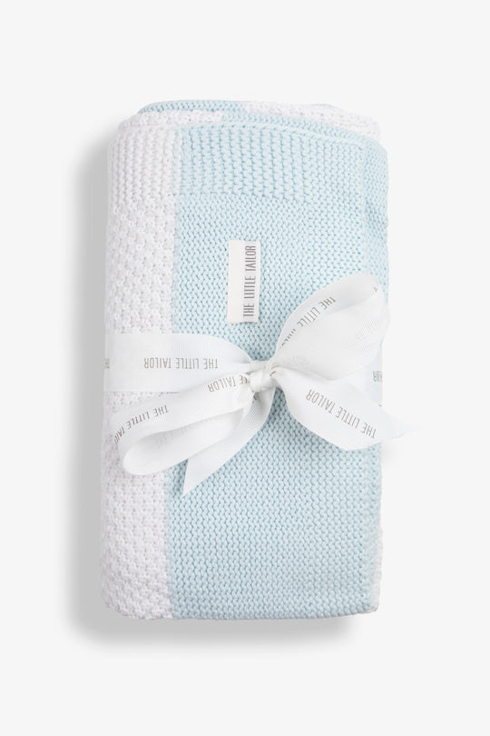 Blue/ White Textured Stripe Baby Shawl