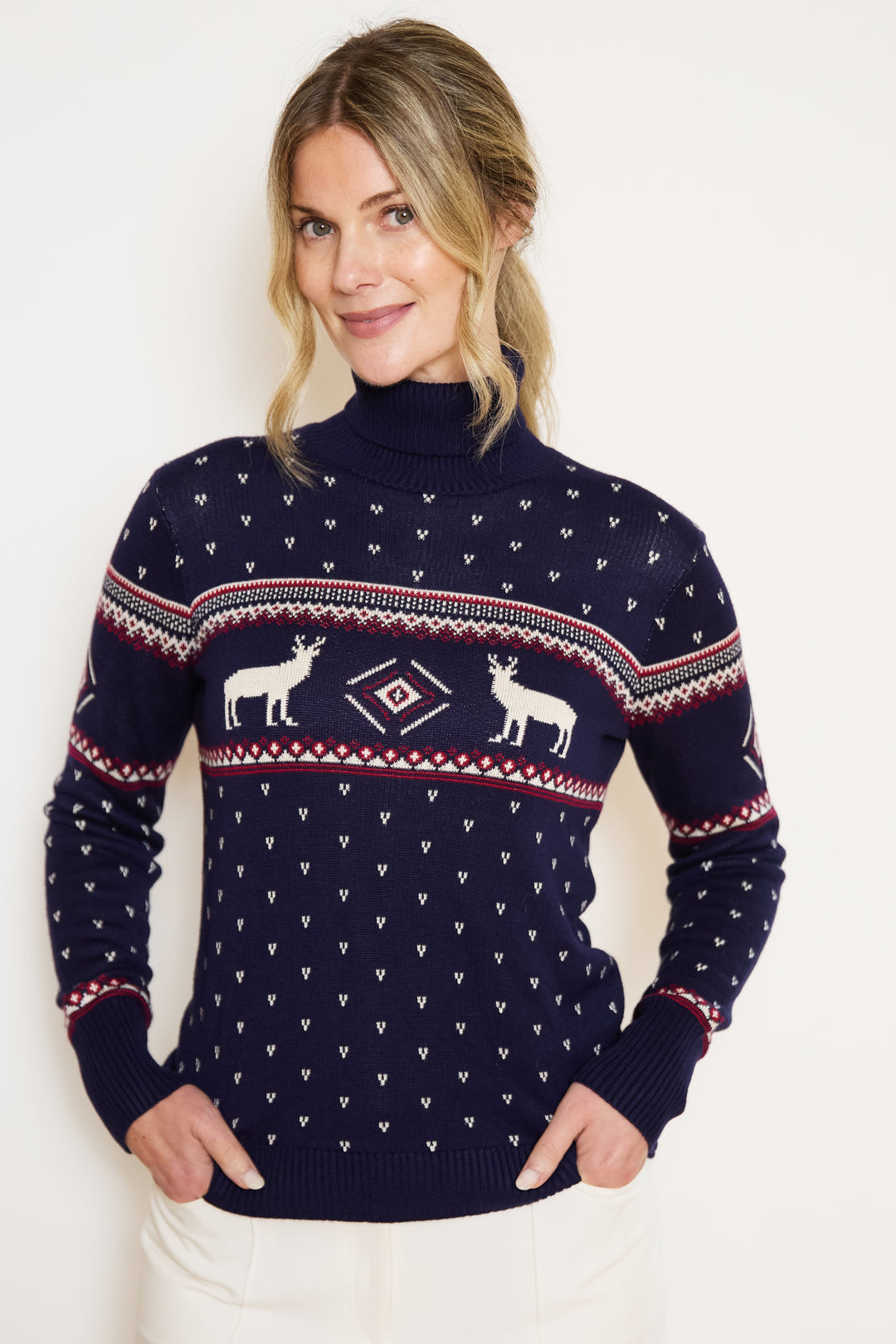 Roll Neck Fairisle Reindeer Jumper