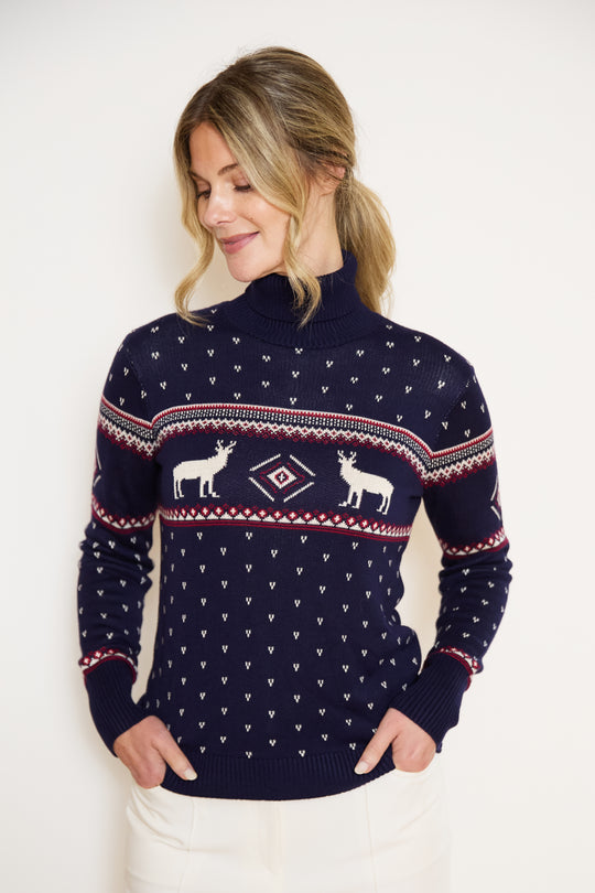 Roll Neck Fairisle Reindeer Jumper