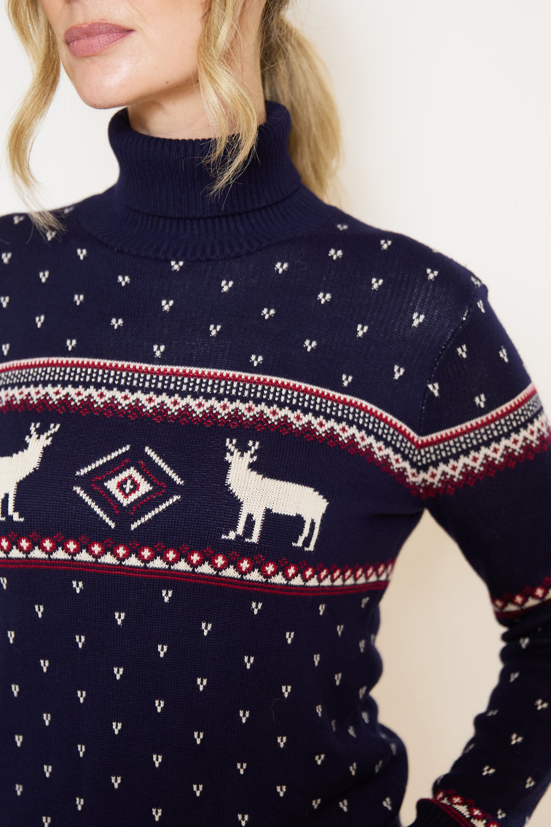 Roll Neck Fairisle Reindeer Jumper