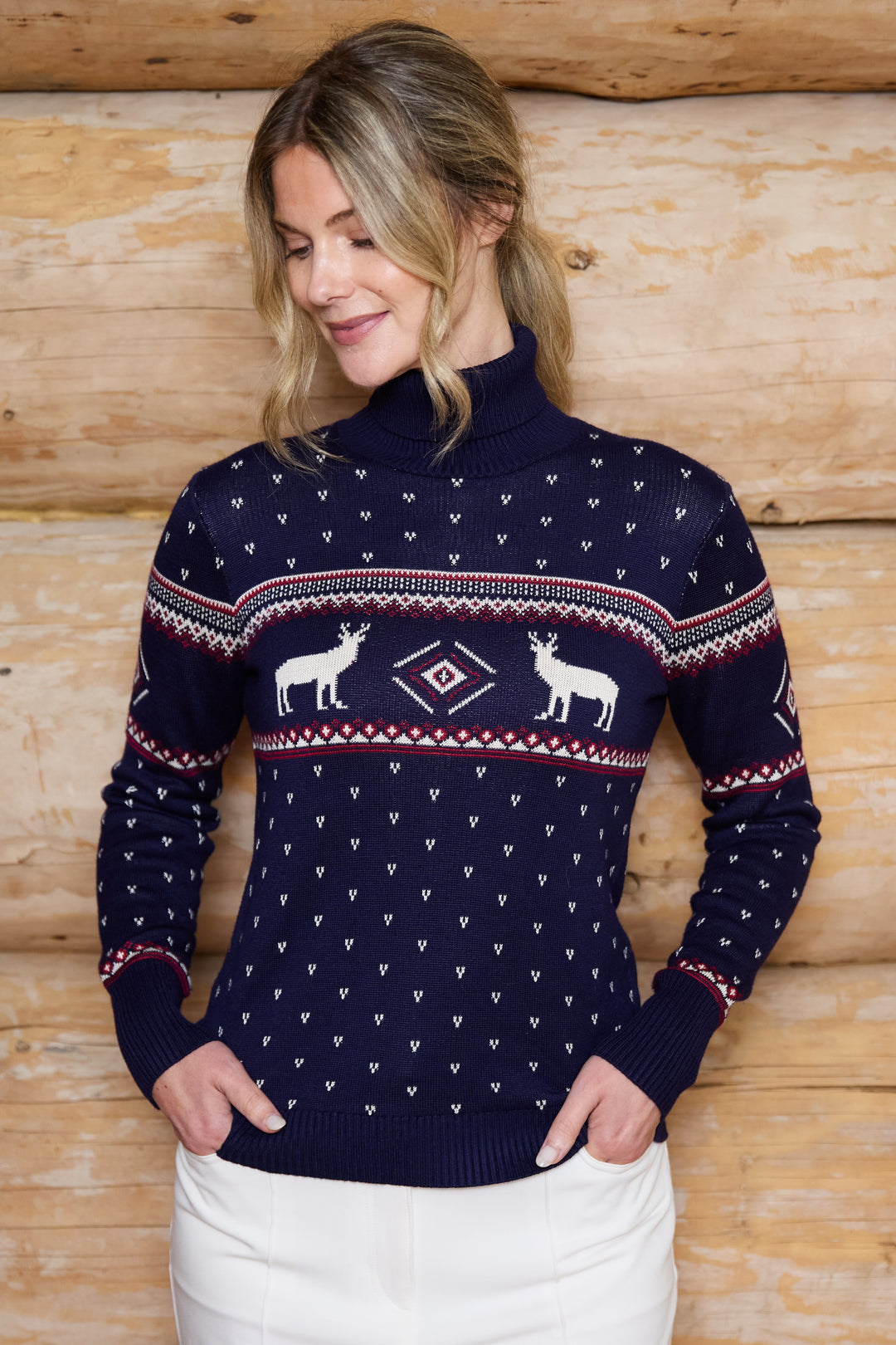 Roll Neck Fairisle Reindeer Jumper