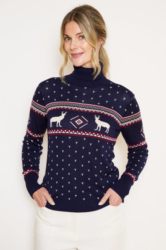 Roll Neck Fairisle Reindeer Jumper