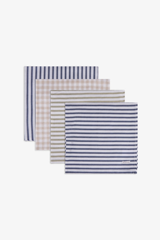 4pk Muslin Squares - Navy Cream