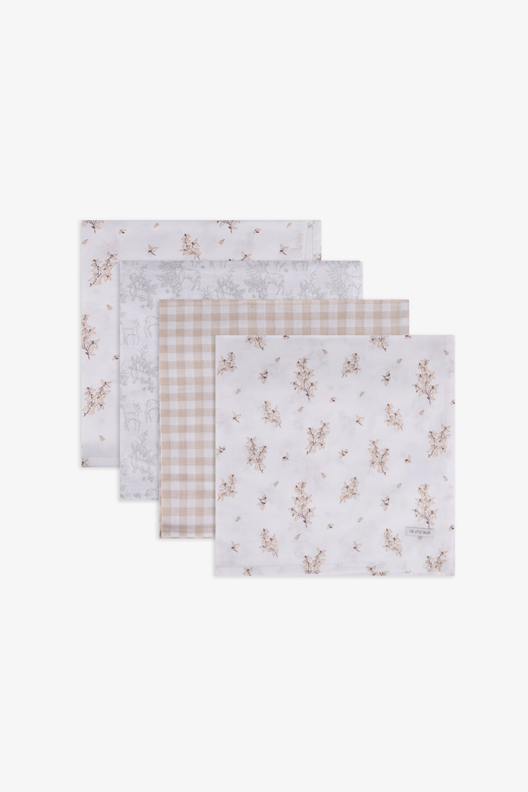 4pk Muslin Squares - Neutral Floral