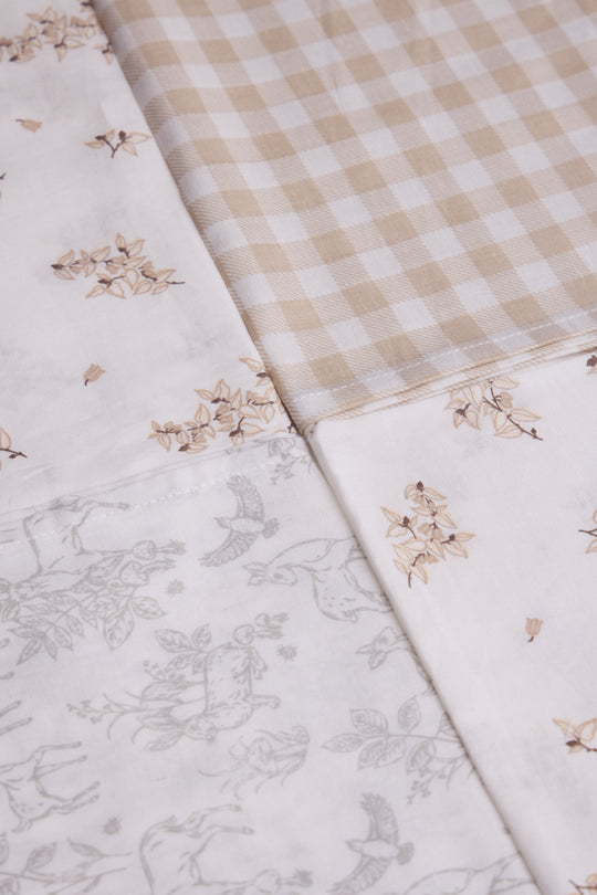 4pk Muslin Squares - Neutral Floral