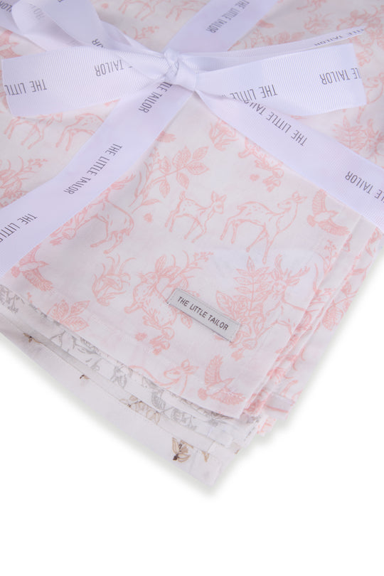 4pk Muslin Squares - Pink Woodland
