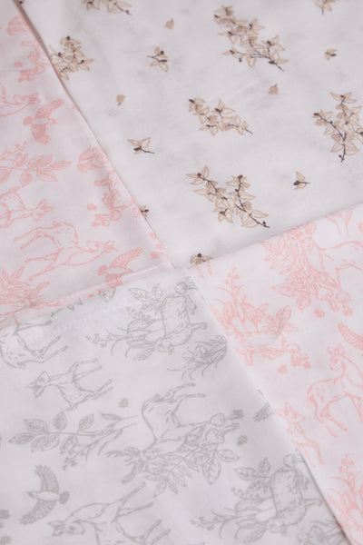 4pk Muslin Squares - Pink Woodland