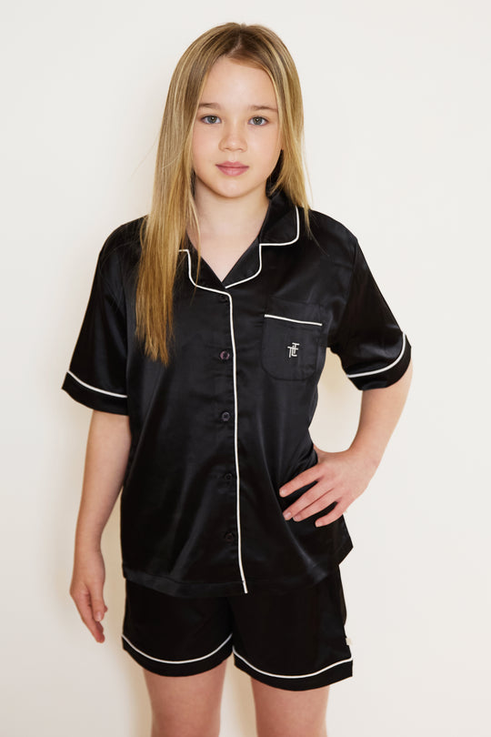 Kids Satin Short Button Through Pyjamas