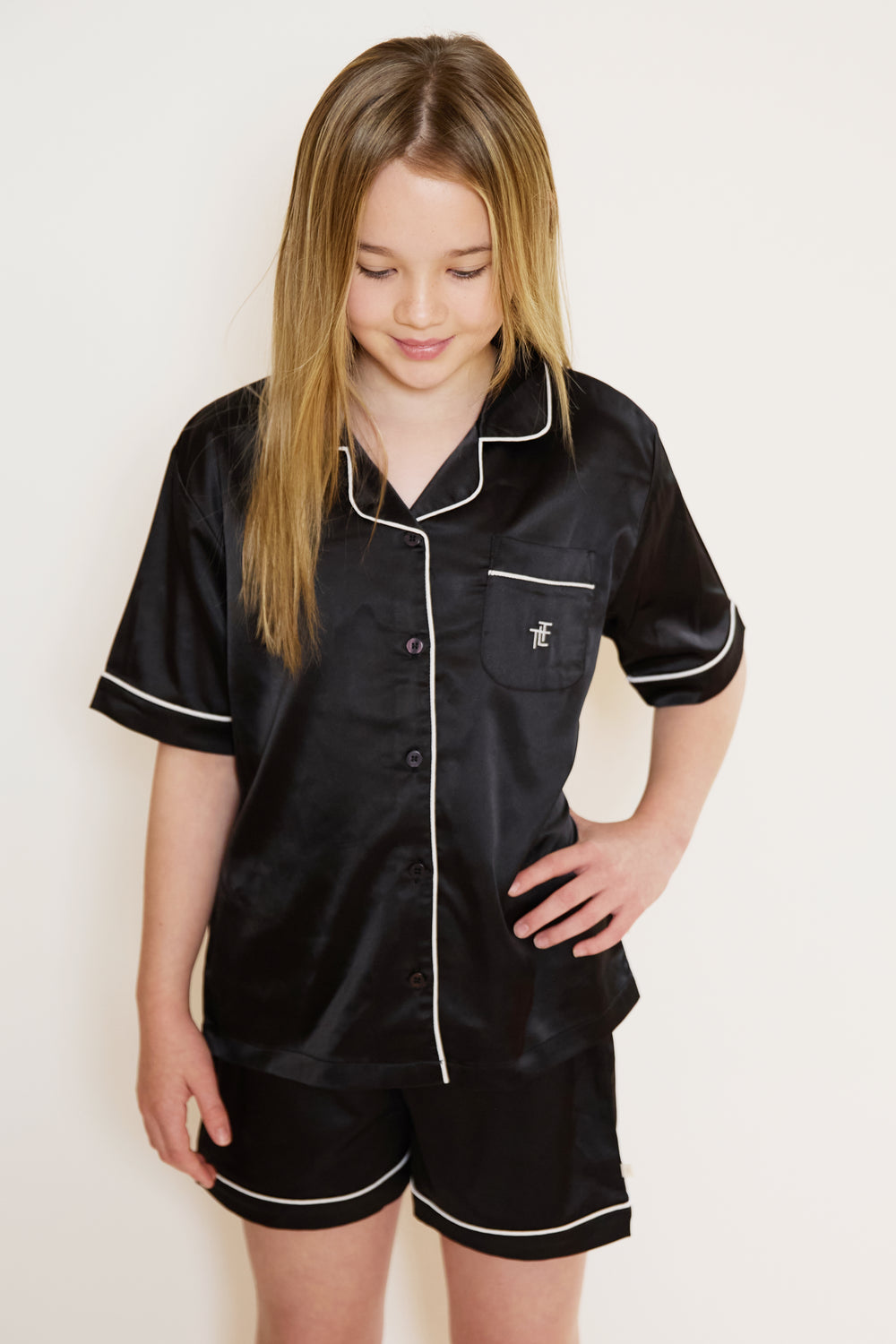 Kids Satin Short Button Through Pyjamas