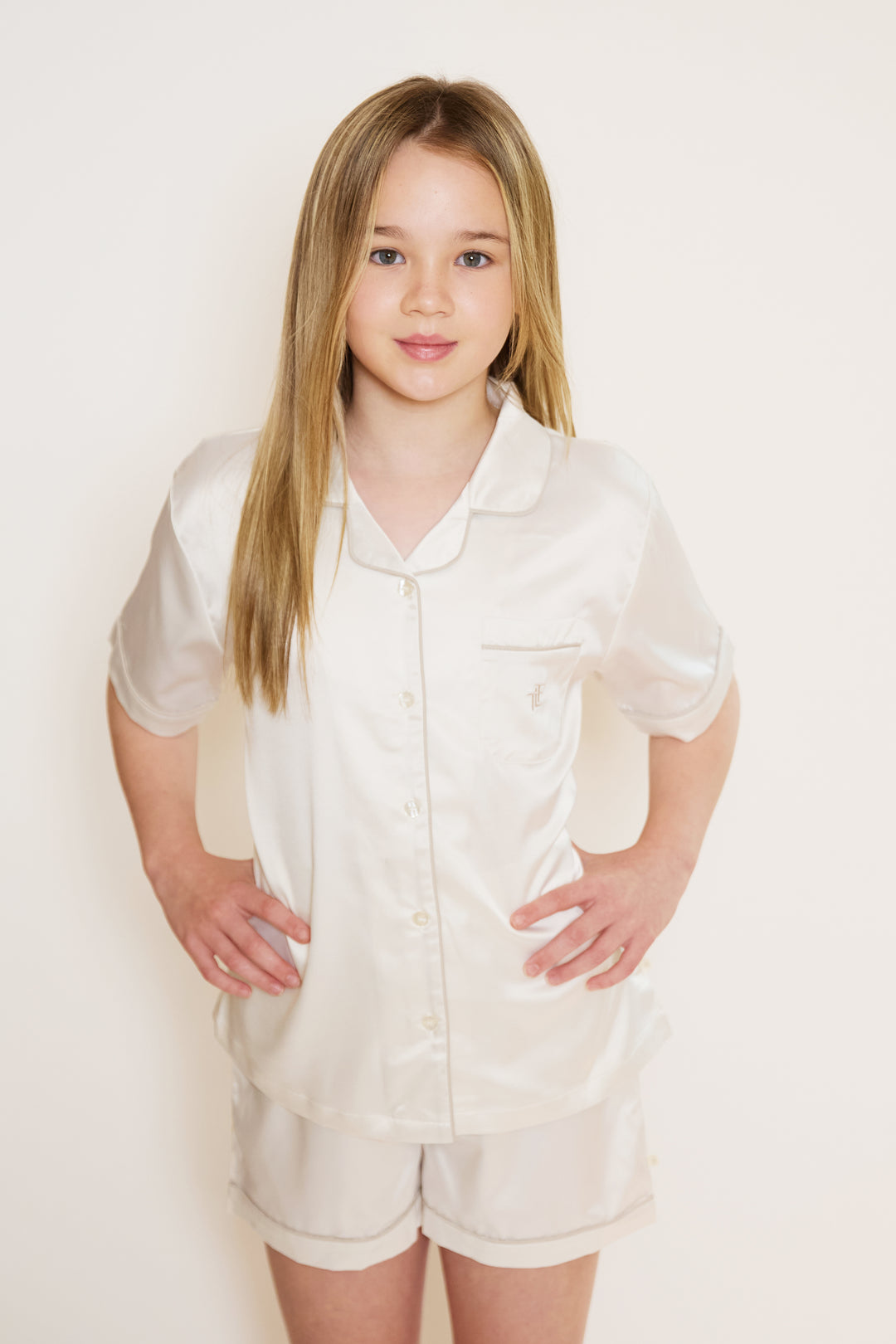 Kids Satin Short Button Through Pyjamas