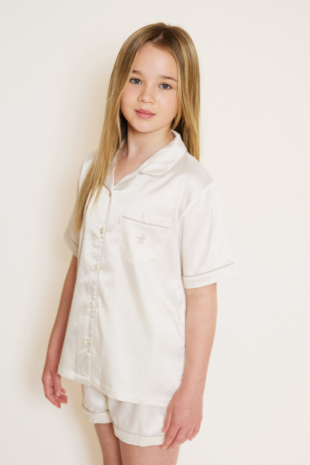 Kids Satin Short Button Through Pyjamas
