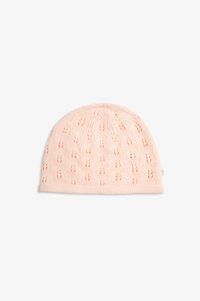Pink Cotton Knitted Pointelle Hat (PK)