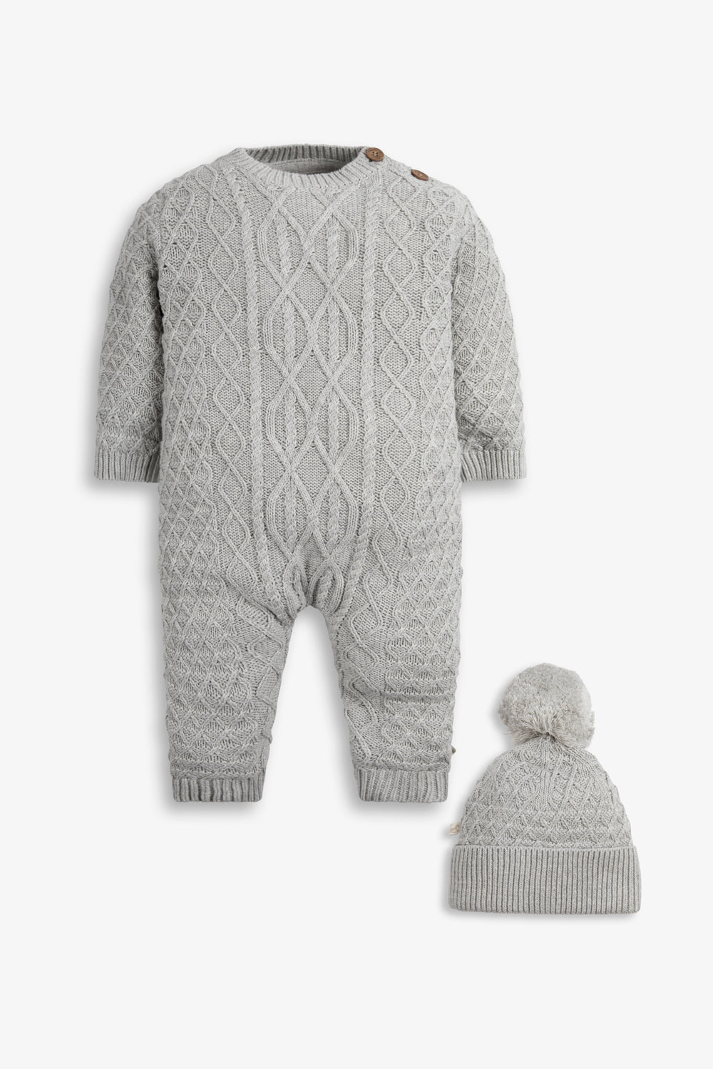 Cable Knit Romper And Hat Baby Gift Set