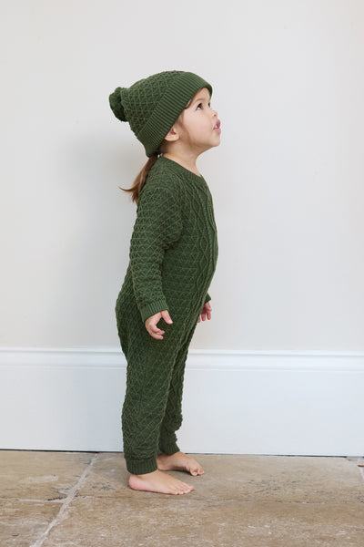 Cable Knit Romper And Hat Baby Gift Set