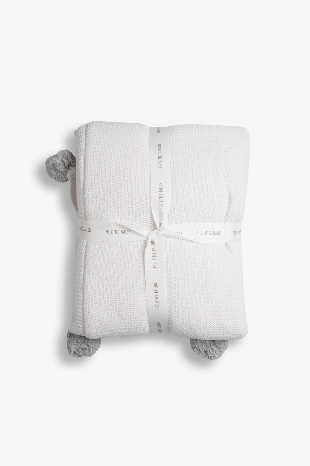 White/Grey Pom Pom Plush Blanket