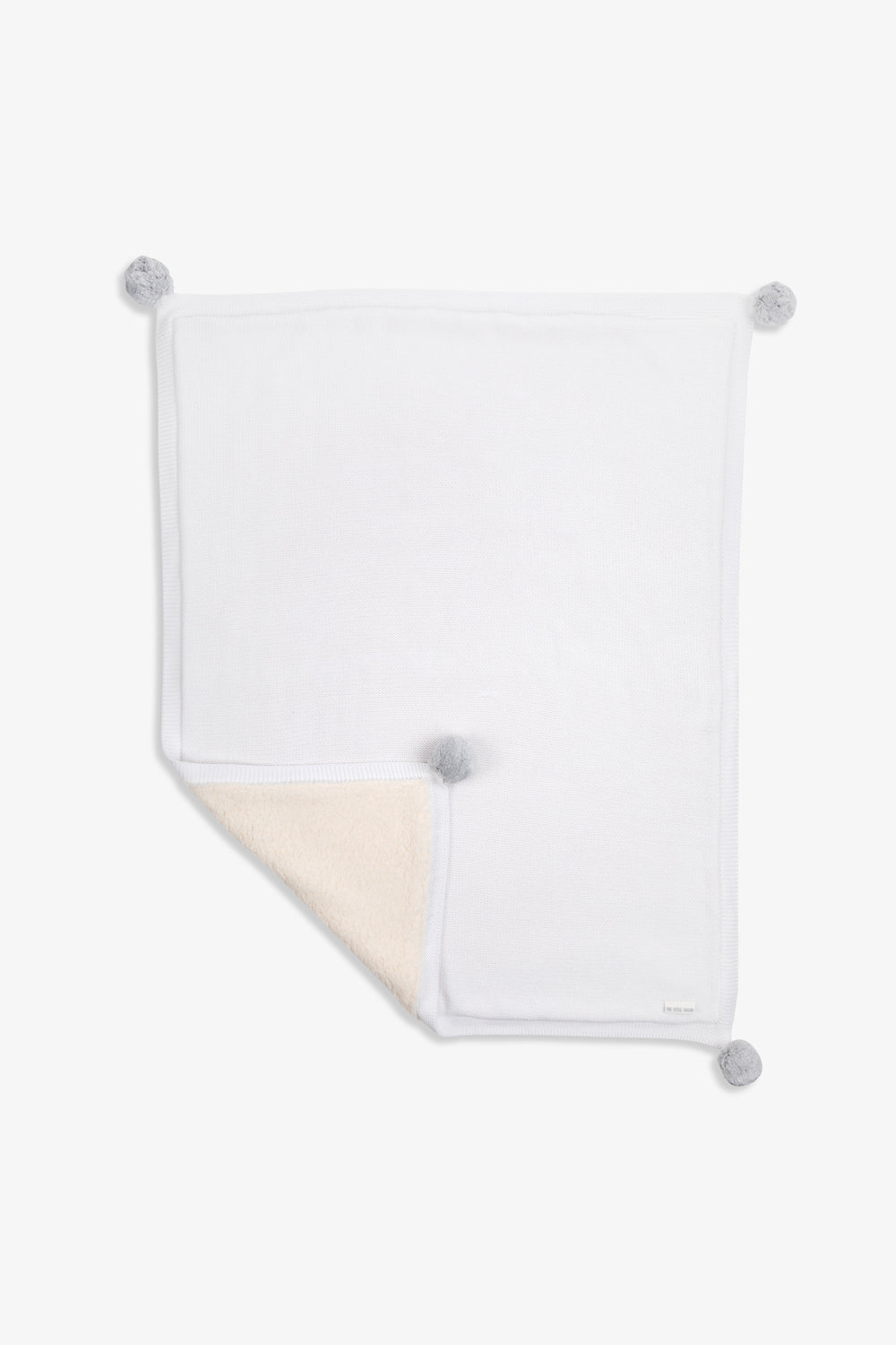 White/Grey Pom Pom Plush Blanket