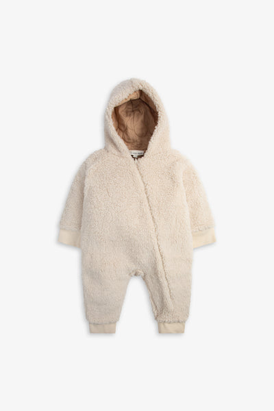 Cream Plush Sherpa Quilted Reversible Pramsuit