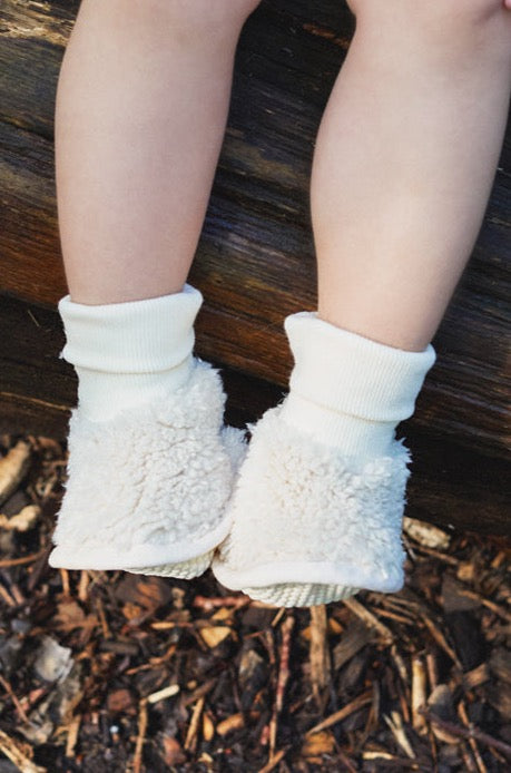 Cream Plush Sherpa Booties