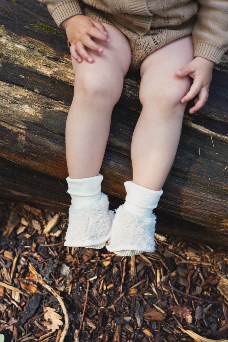 Cream Plush Sherpa Booties