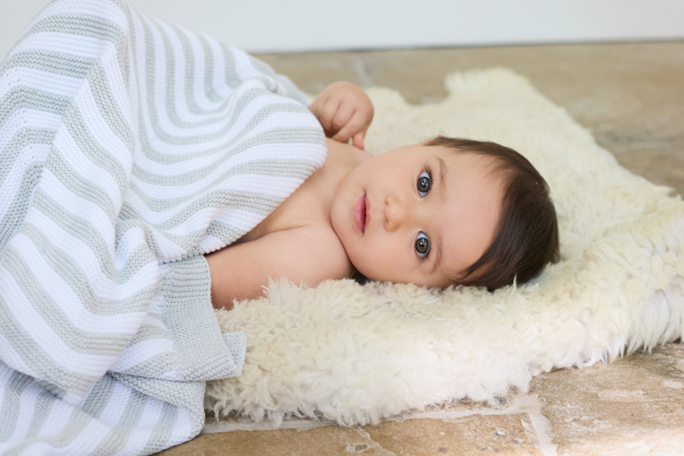 Baby Chevron Design Cotton Knitted Shawl