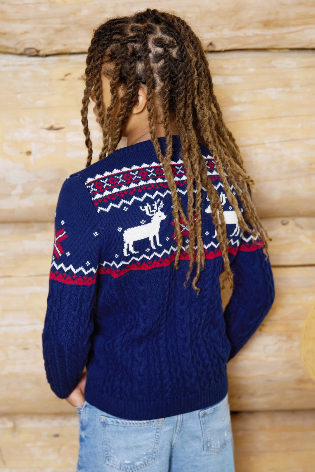 Kids Premium Reindeer Crew Neck Cotton Jumper
