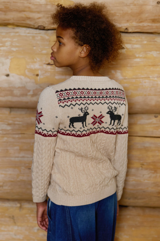 Kids Reindeer Cable Knit Jumper