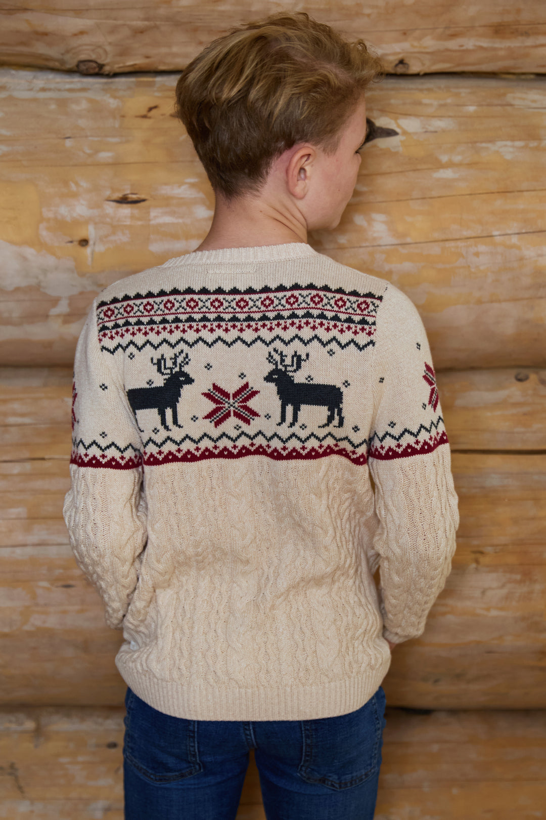 Kids Reindeer Cable Knit Jumper