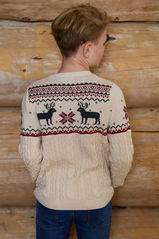 Kids Reindeer Cable Knit Jumper
