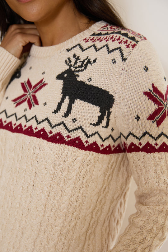 Reindeer Cable Knit Jumper