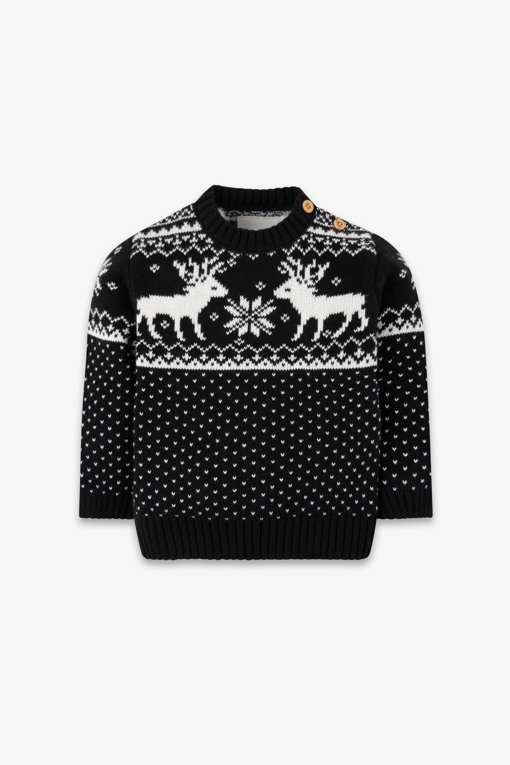 Baby Christmas Reindeer Fairisle Jumper black
