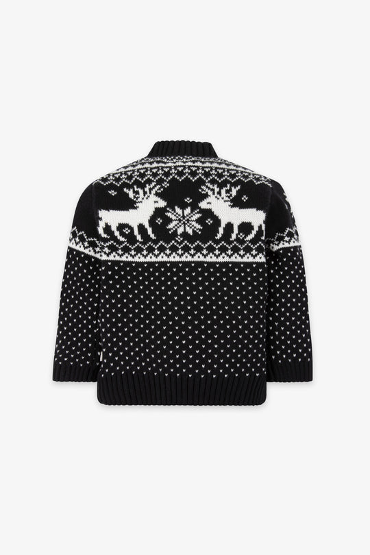 Baby Christmas Reindeer Fairisle Jumper black