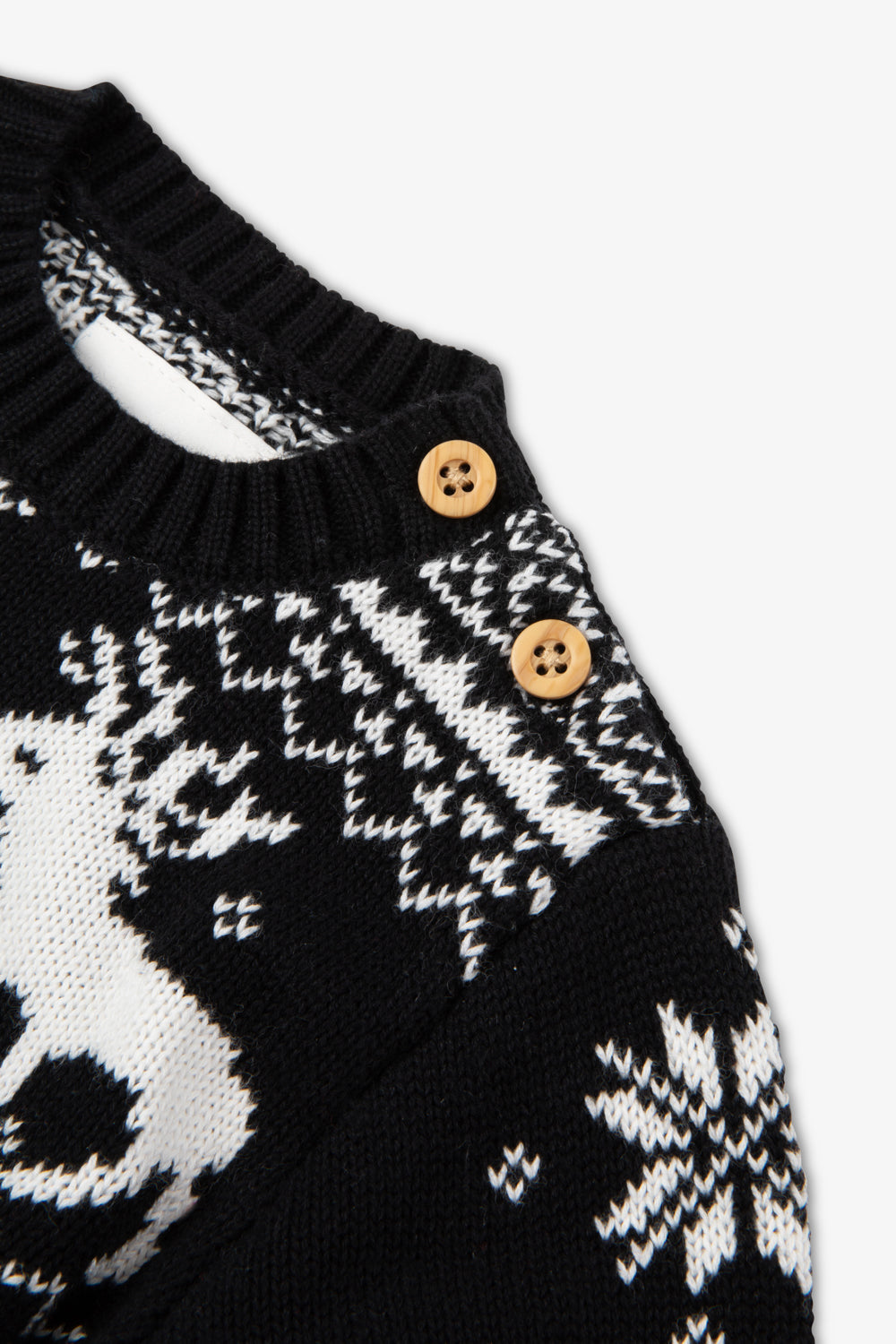 Baby Christmas Reindeer Fairisle Jumper black